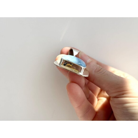 Lapis Lazuli Gemstone Square Sterling Silver Southwest 925 Vintage Pendant - Picture 3 of 10